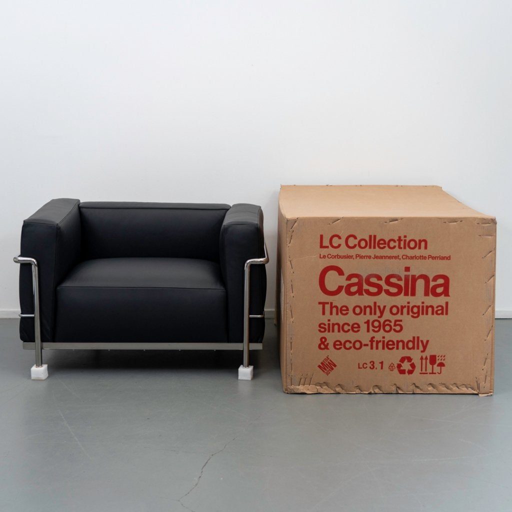 3x Cassina Le Corbusier LC3 Fauteuil Zwart Leer - Chroom, Huis en Inrichting, Fauteuils, Niet ingevuld, Niet ingevuld, Nieuw, Ophalen of Verzenden