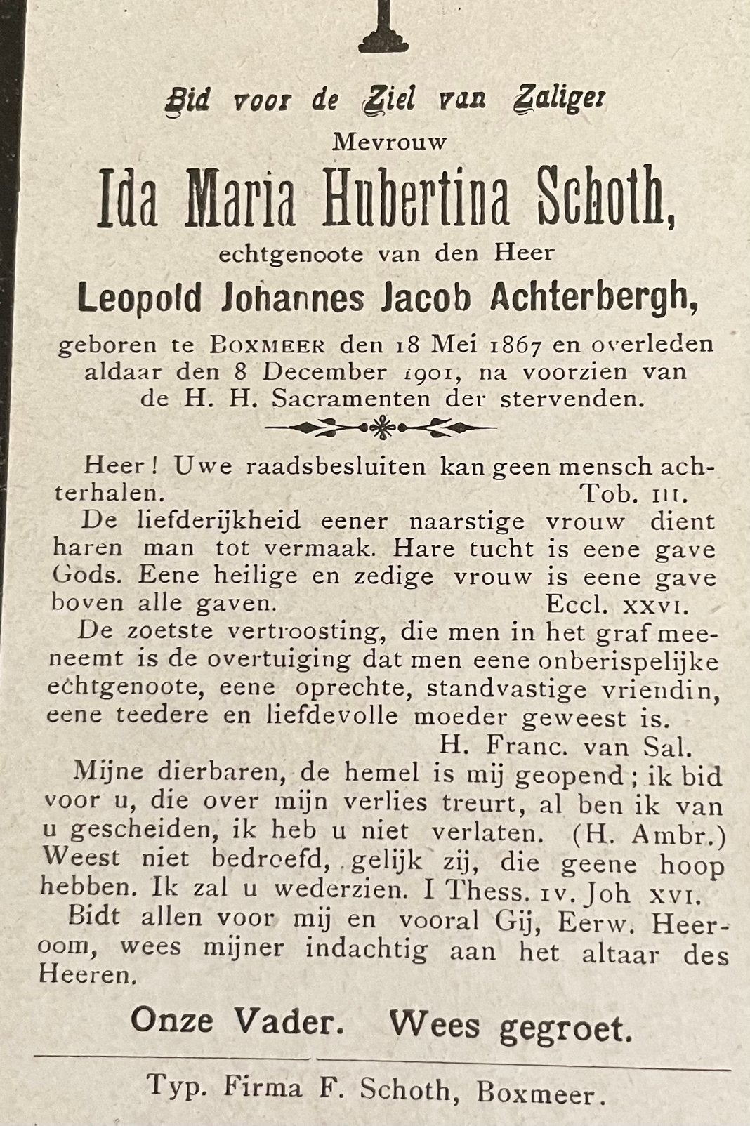 Ida Maria Hubertina Schoth Boxmeer 1867, Ophalen of Verzenden