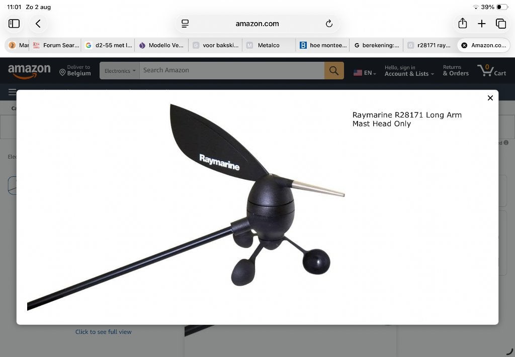 Gezocht Raymarine R28171 windgever met lange 60cm arm, Watersport en Boten, Ophalen, Nieuw