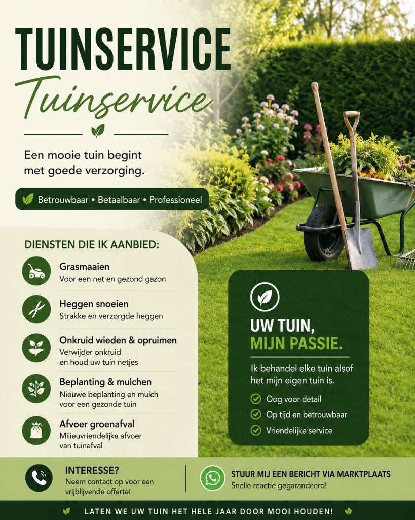Tuinman,Tuinonderhoud aangeboden – maaien, snoeien, opruimen, Diensten en Vakmensen, Tuinonderhoud of Snoeiwerk