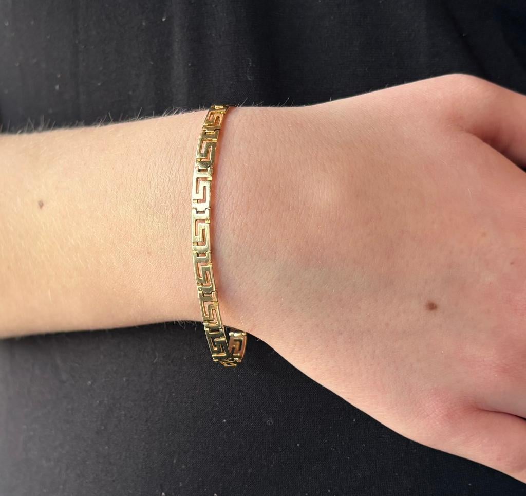Griekse schakel dames armband 14k goud meander fraai, Sieraden, Tassen en Uiterlijk, Armbanden, Voordeelsieraden, Verzenden, Zo goed als nieuw