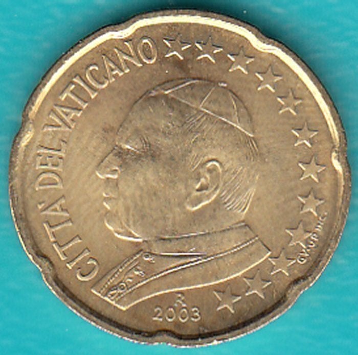 Vaticaan 20 eurocent 2003 Johannes Paulus II UNC - schaars !, Postzegels en Munten, Ophalen of Verzenden, Vaticaanstad, 20 cent