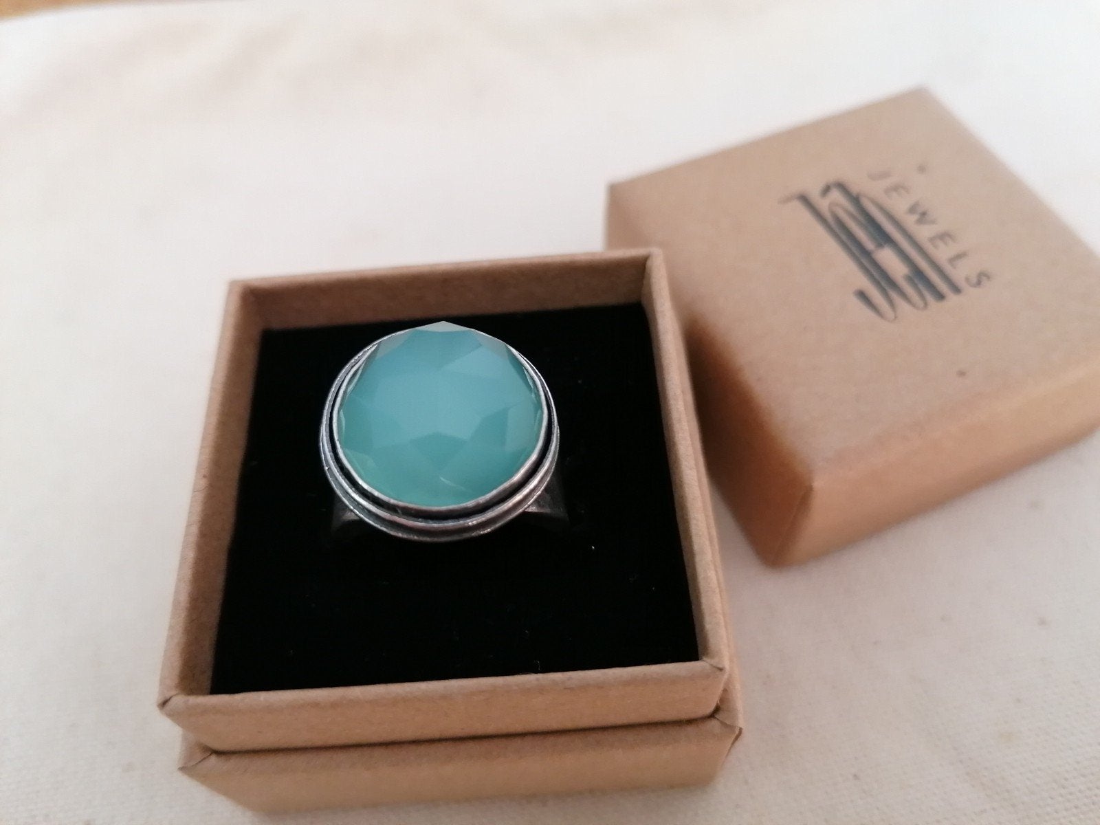 Nieuw Jeh Jewels ring zilver met groene kwarts, Sieraden, Tassen en Uiterlijk, 19 tot 20, Nieuw, Ophalen of Verzenden, Met edelsteen