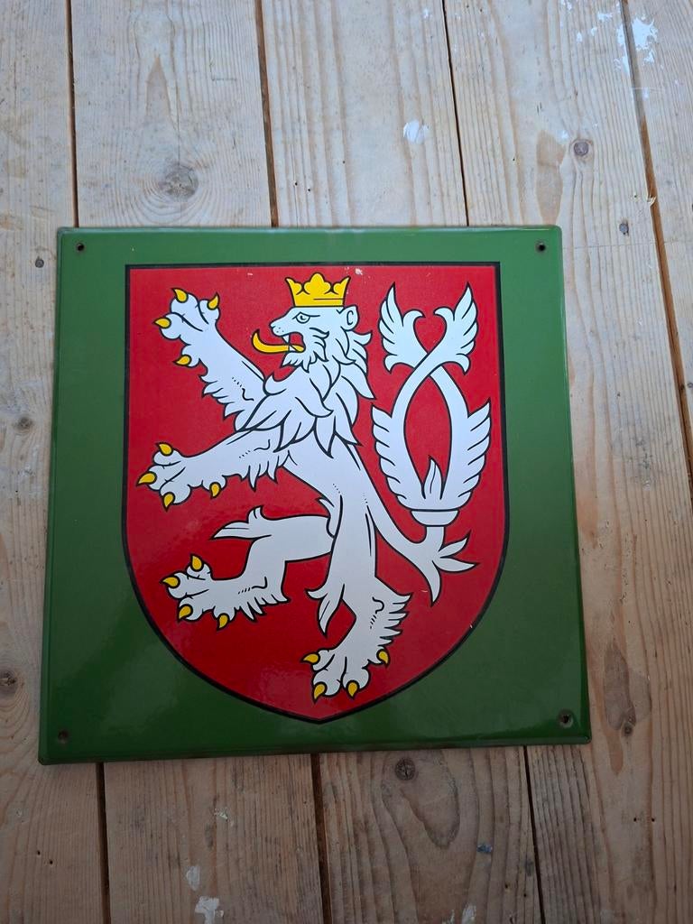 Tsjechisch Leeuw Emaille Bord - Uniek Verzamelstuk, Antiek en Kunst, Ophalen of Verzenden