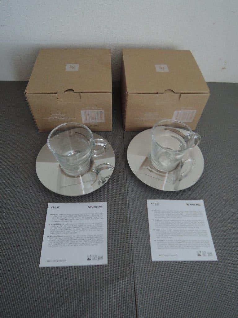 Twee nieuwe Nespresso espressokopjes met schotels, Overige merken, Nieuw, Ophalen of Verzenden, Glas