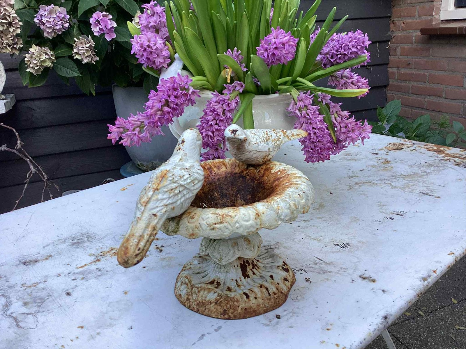 Antieke gietijzeren vogelbakje, Antiek en Kunst, Ophalen of Verzenden