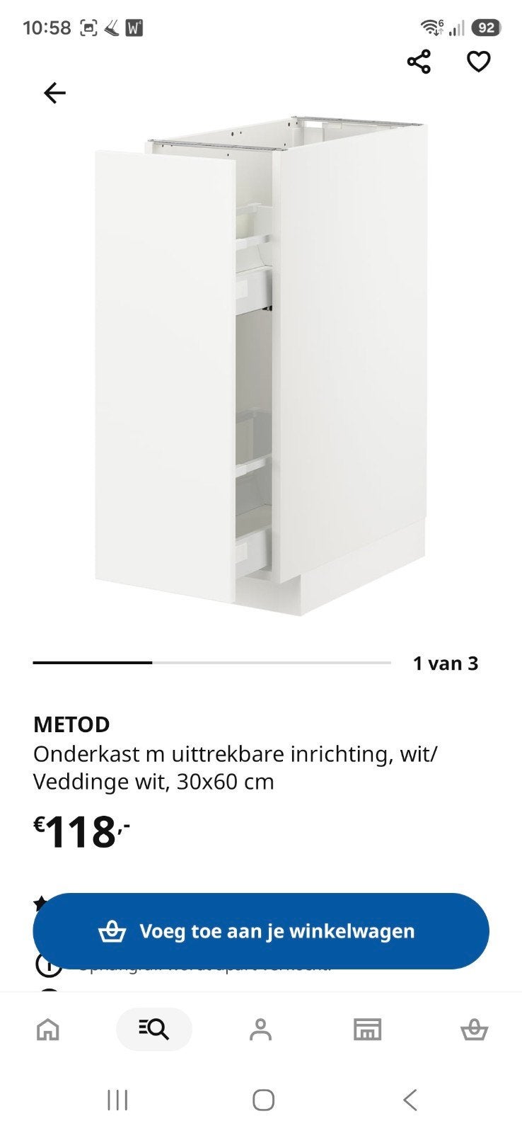 Smalle keukenkast (apotheekkast), Ophalen, Nieuw