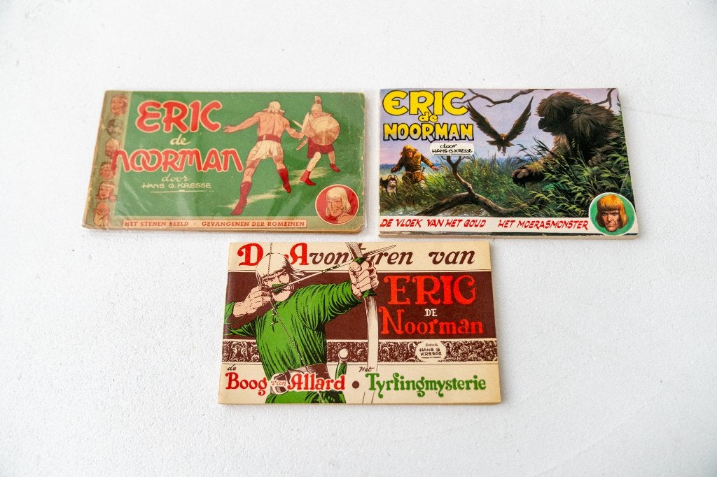 3x Eric de Noorman - Het Stenen Beeld (1e druk 1949!) + 2, Eén stripboek, Ophalen of Verzenden, Gelezen