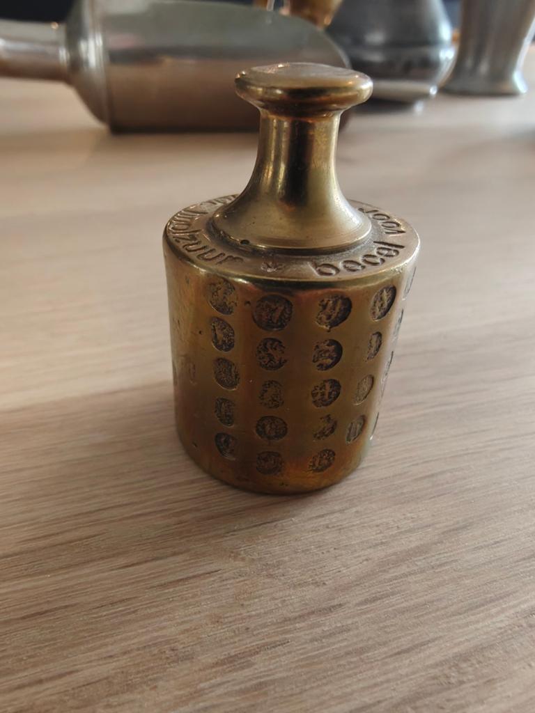 Vintage messing gewicht met Becel tekst, Ophalen of Verzenden