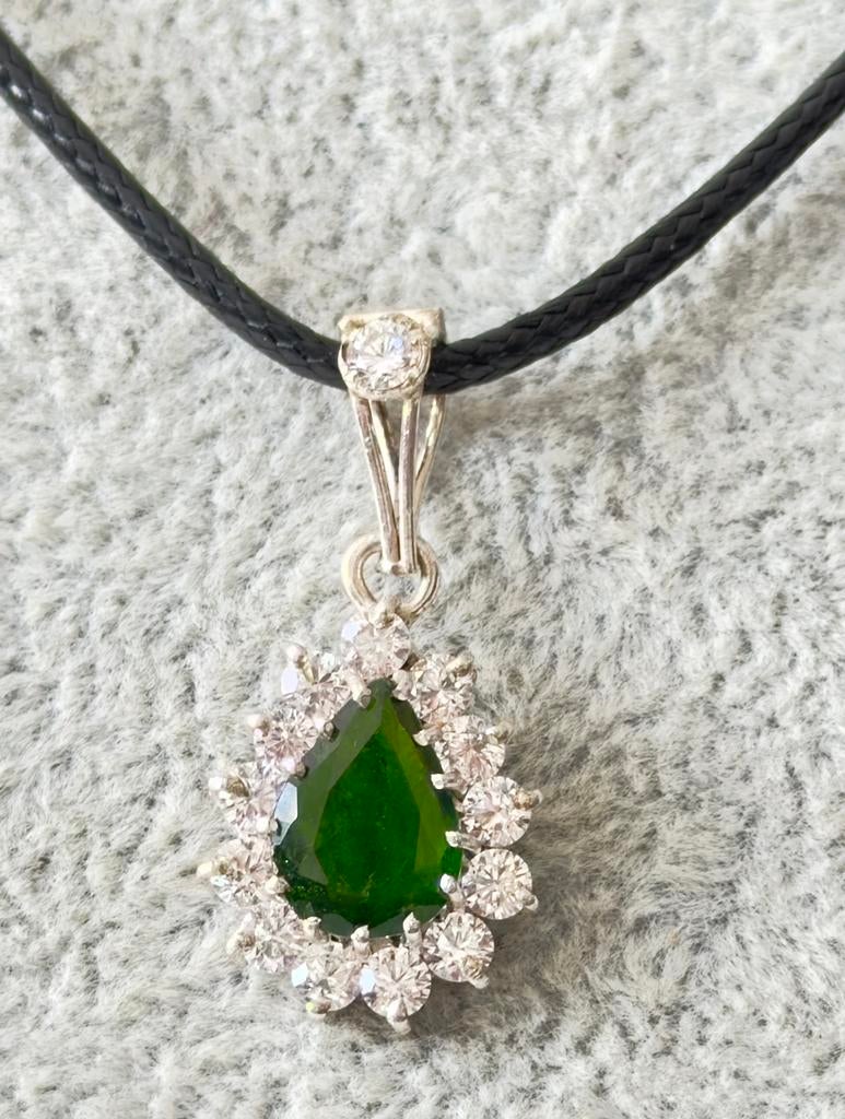 Groene Peridot Hanger Zilver met Zirkonia Ketting, Nieuw, Ophalen of Verzenden, Steen of Mineraal, Met edelsteen