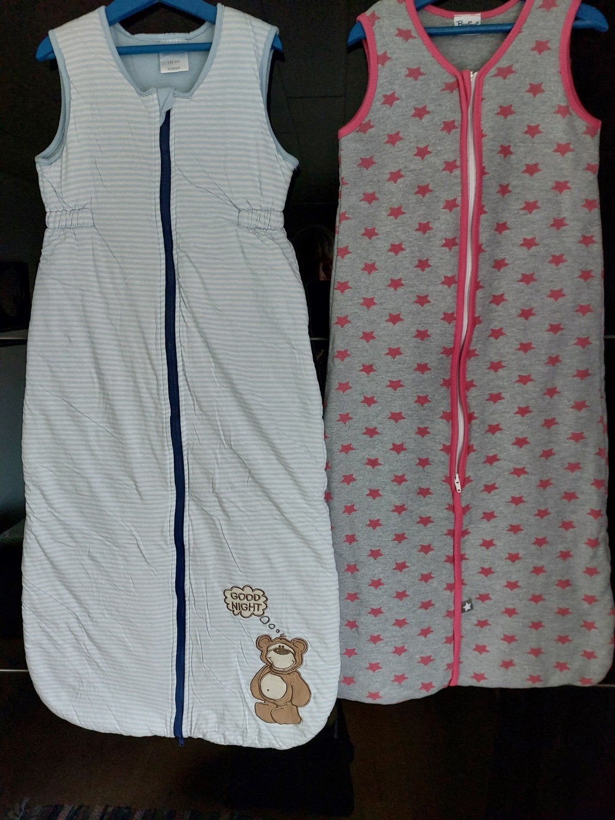 2 SLAAPZAKKEN 100+110 cm in dubbel katoen BABY EN PEUTER, Zo goed als nieuw, Ademend, Grijs, 110 cm