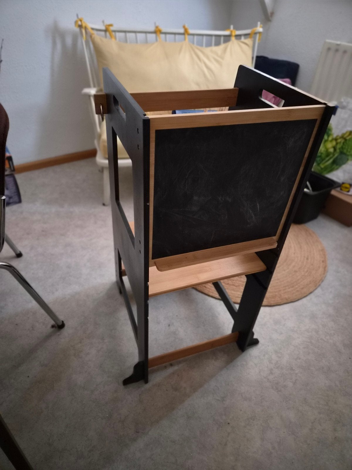 Zwarte en bamboe leertoren/keukenhulp voor kinderen, Ophalen, Gebruikt, Overige typen