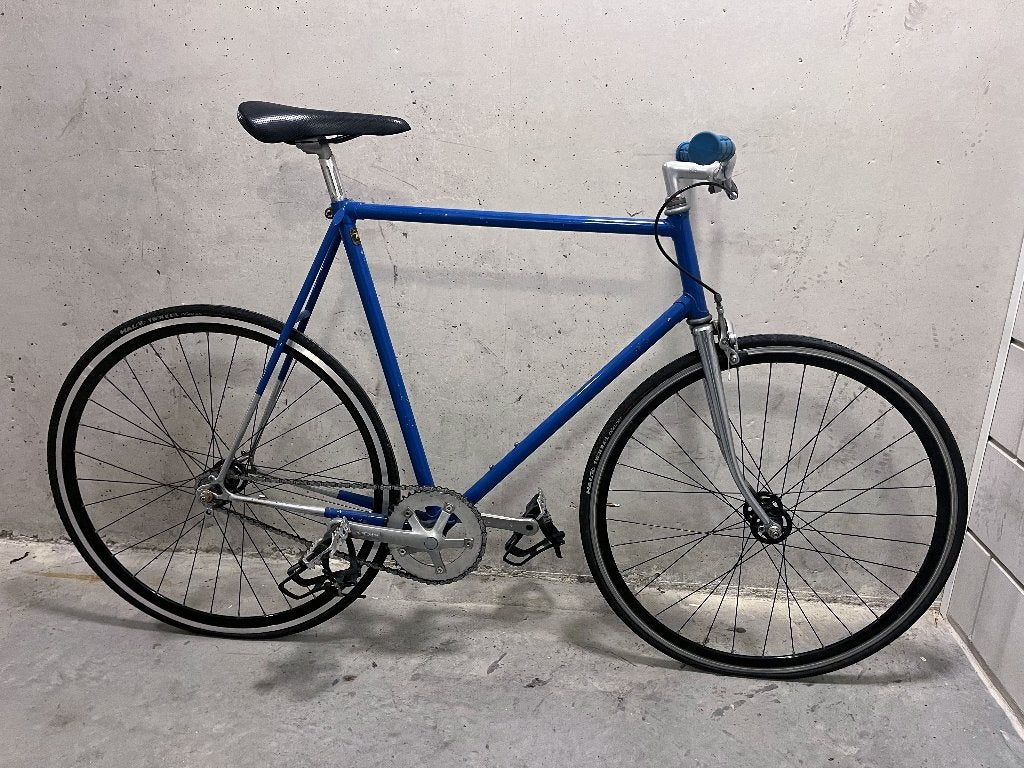 Blauwe fixie fixed gear, Gebruikt, Staal, Velgrem, 57 tot 61 cm