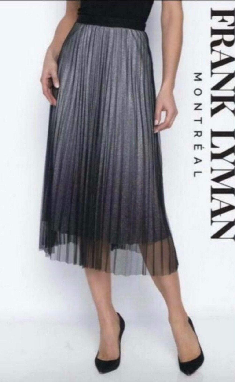 Frank Lyman plisse rok zwart met een glittertje in de stof M, Maat 38/40 (M), Verzenden, Zwart, Nieuw