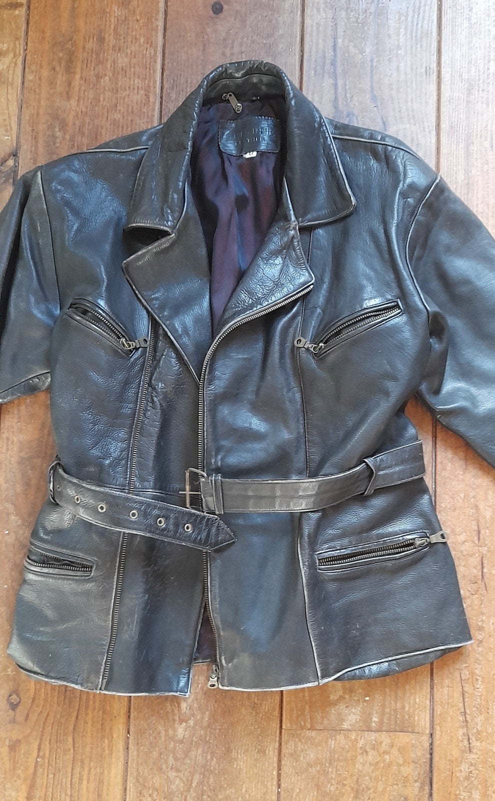 Vintage Leren Jas Zwart - Maat M, Gedragen, Ophalen, Maat 38/40 (M), Lederwarenhuis Pasveer