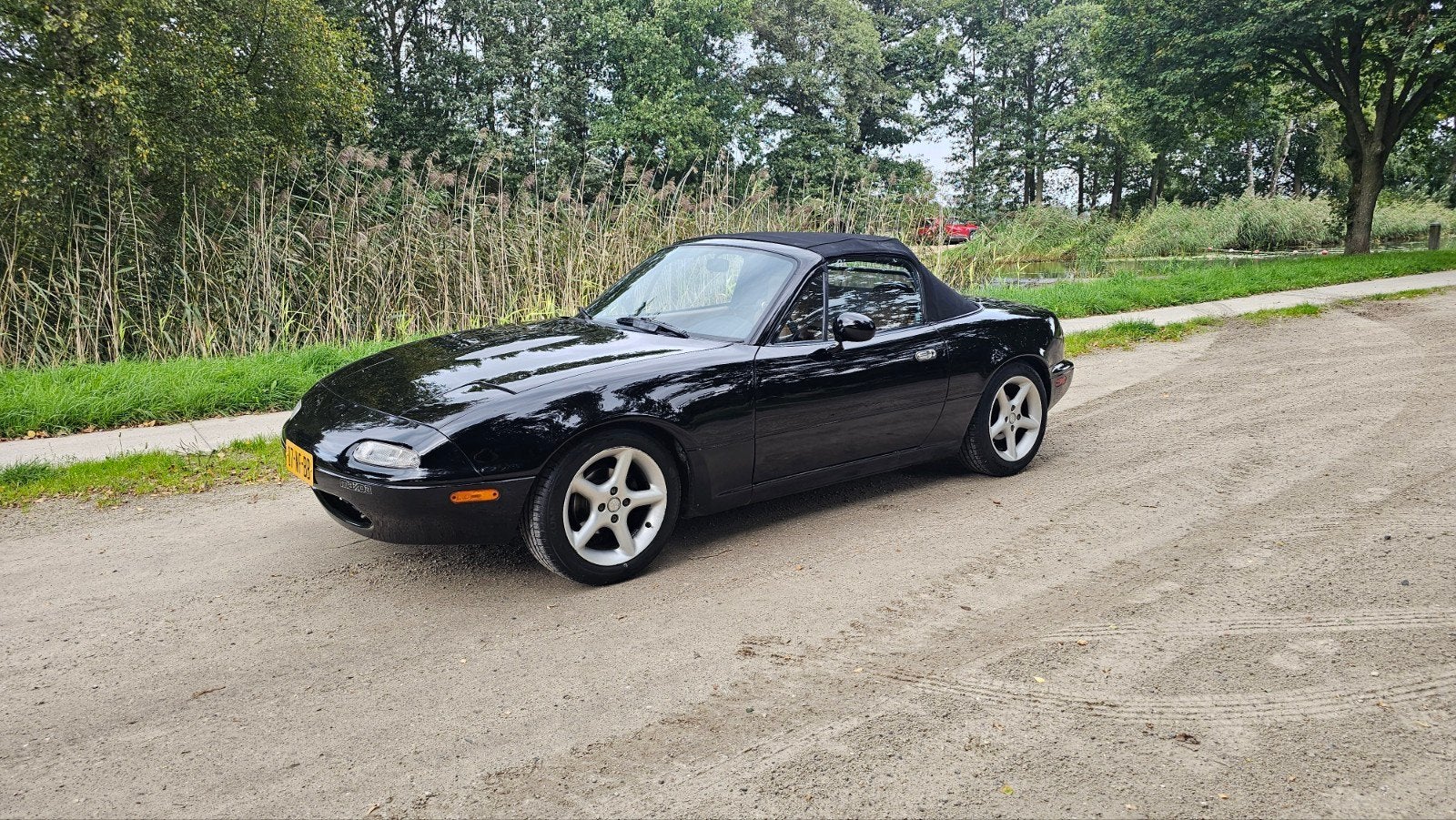Mazda MX-5 1.6 Miata U9 1992 Zwart, Auto's, 4 cilinders, Cabriolet, Zwart, Leder