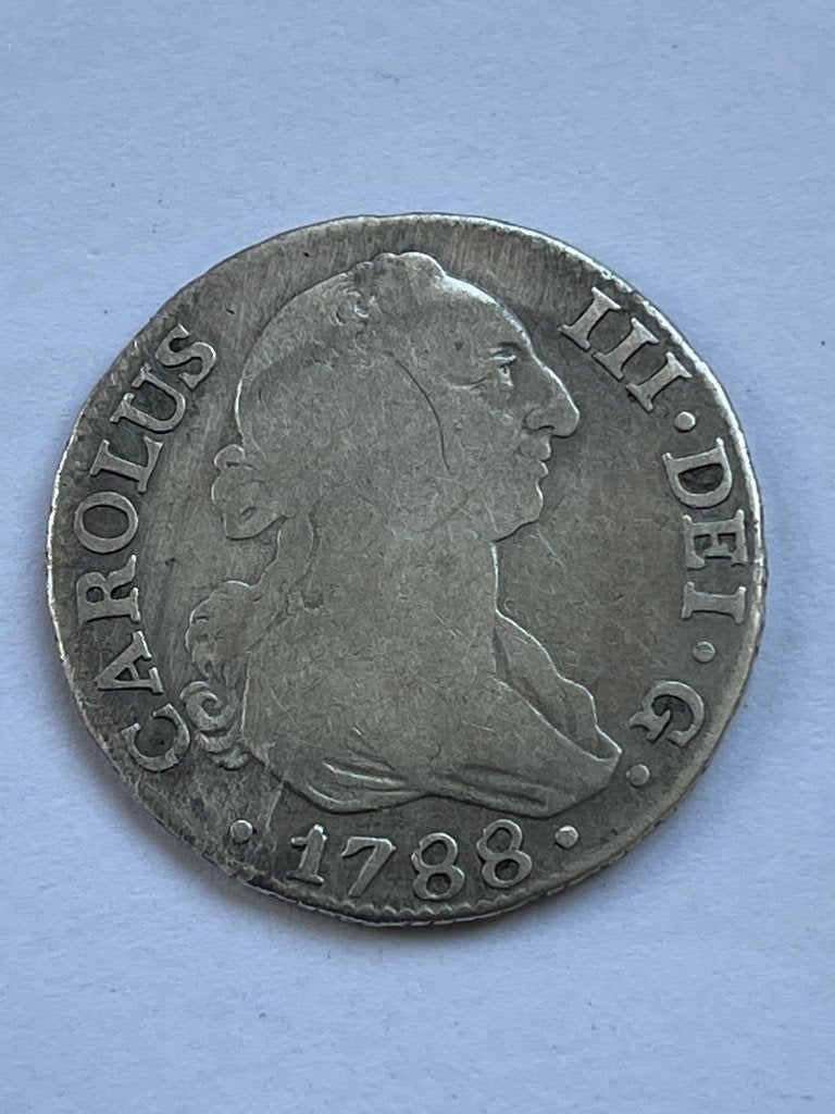 Bodemvondst Spaanse zilveren 2 reaal uit 1788, Vóór koninkrijk, Zilver, Losse munt, Overige waardes