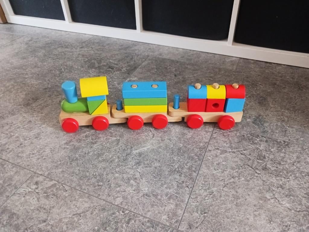 Houten blokken trein, Kinderen en Baby's, Speelgoed | Houten speelgoed, Ophalen of Verzenden, Gebruikt, Overige typen