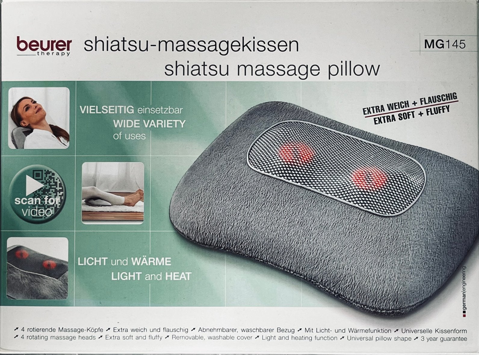 Beurer MG145 Shiatsu Massage Pillow, Sport en Fitness, Massageproducten, Verzenden, Zo goed als nieuw, Apparaat