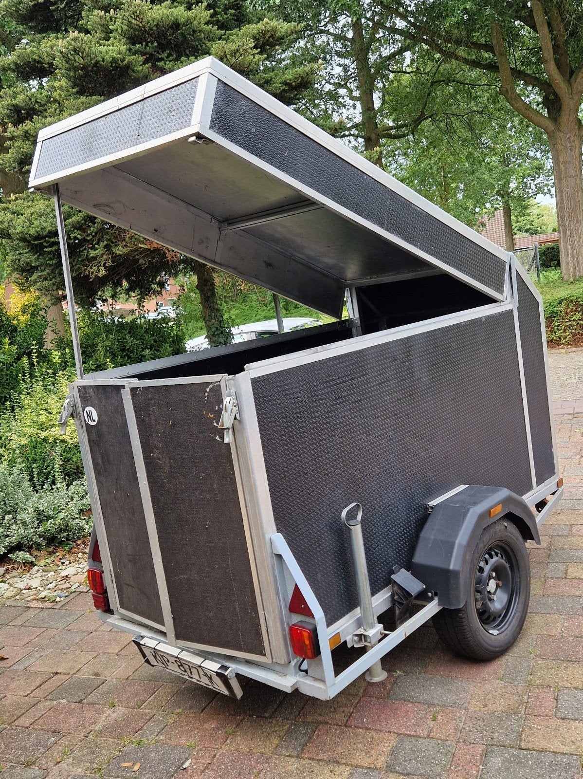 Gesloten aanhanger Motoraanhanger Zwart, Auto diversen, Ophalen, Gebruikt