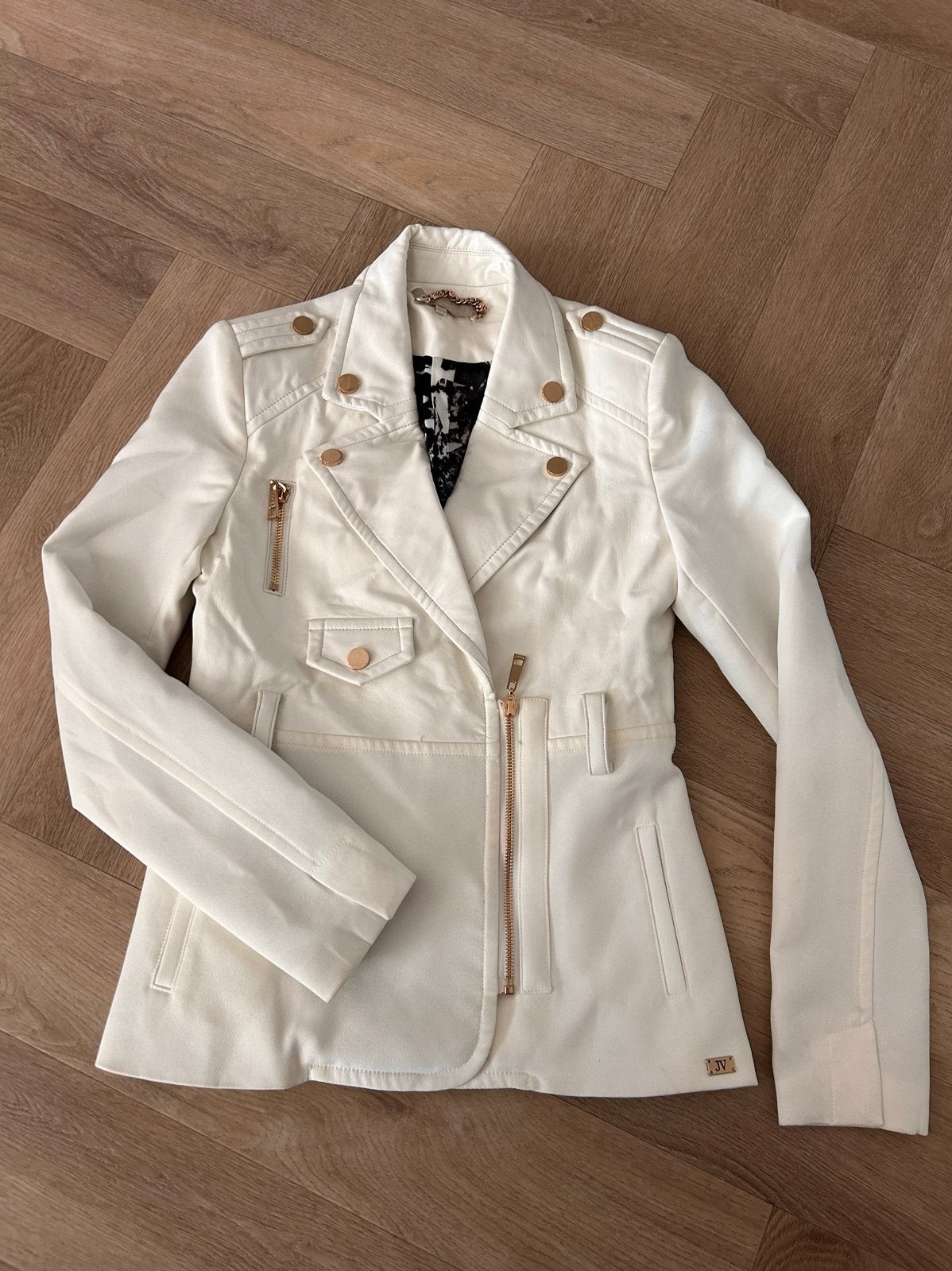 Josh V Yazmin bikerjack in wit met gouden details, Ophalen of Verzenden, Zo goed als nieuw, Maat 34 (XS) of kleiner, Wit