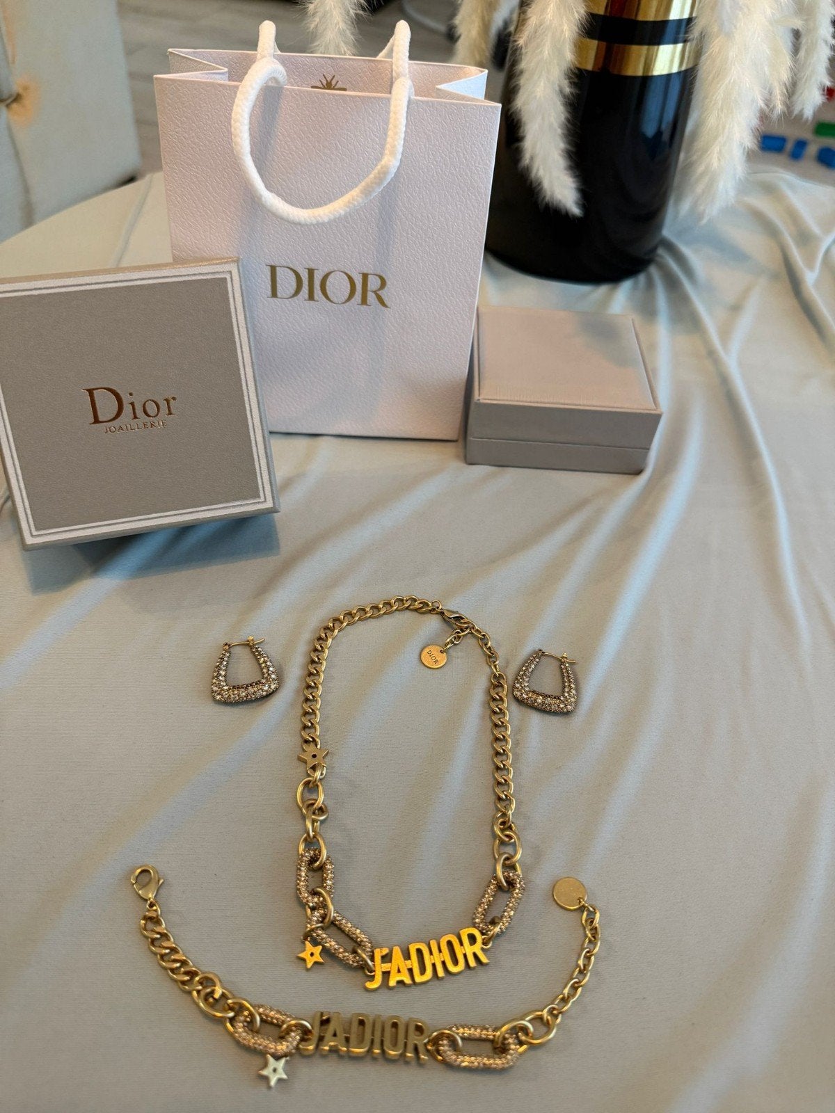 Dior J'Adior Sieraden Set: Ketting, Armband en Oorbellen, Overige materialen, Nieuw, Ophalen of Verzenden, Goud