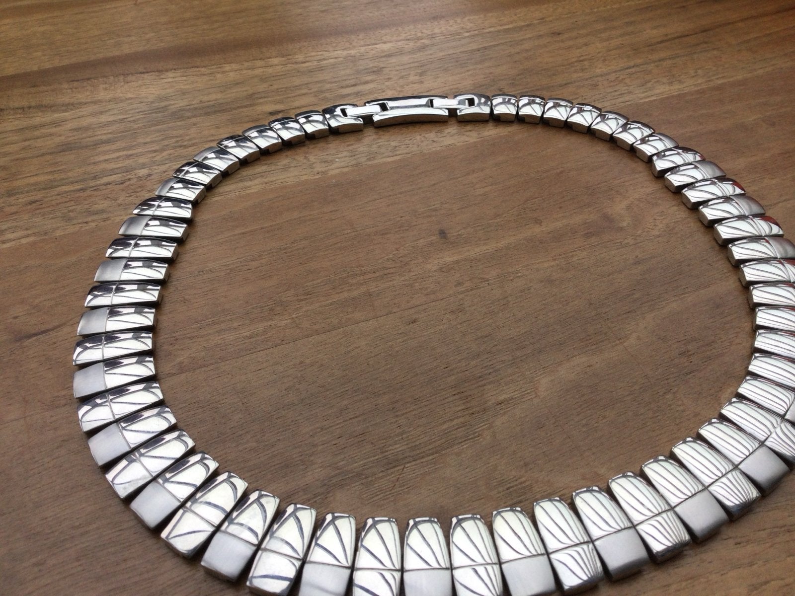 Stalen sieraden set: ketting en armband, Sieraden, Tassen en Uiterlijk, Kettingen, Ophalen, Zo goed als nieuw, Zilver, Overige materialen