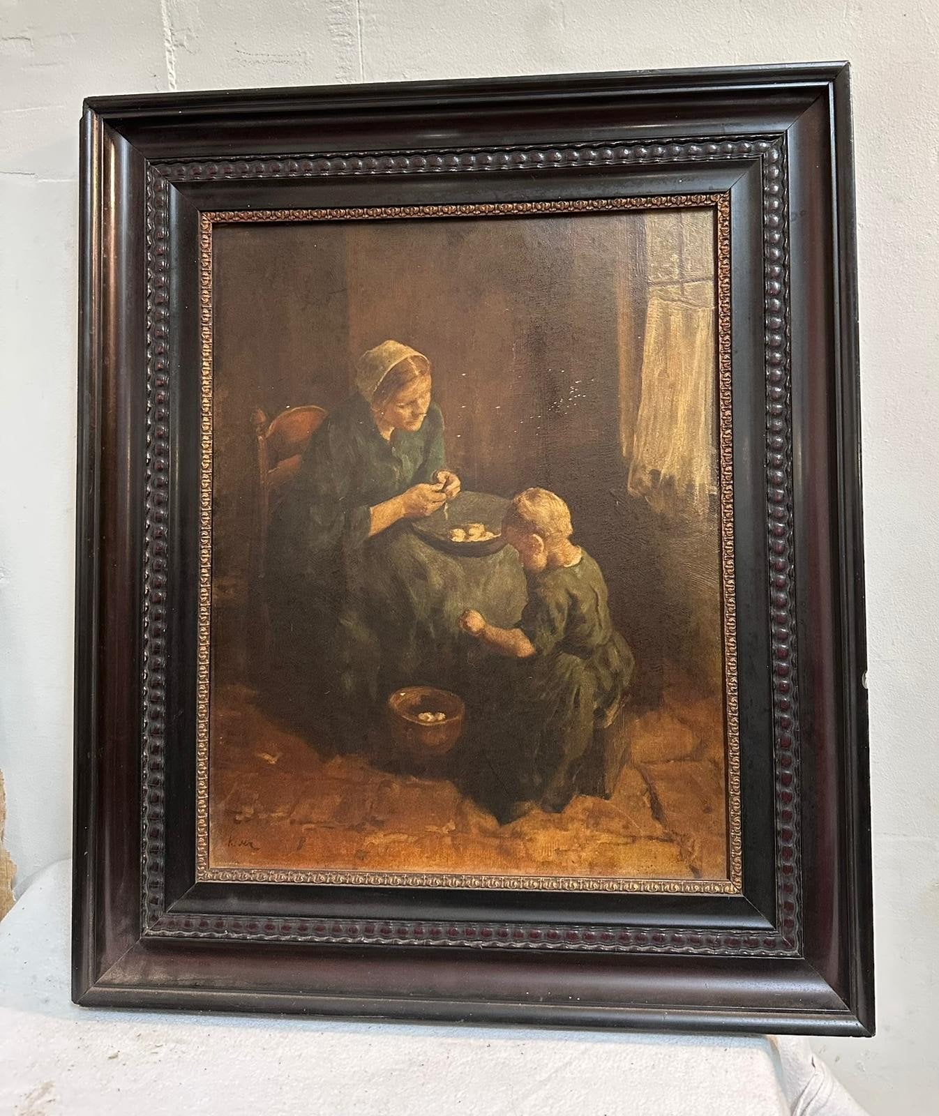 Schilderij huishouden moeder kind aardappel schillen

Afmeti, Ophalen