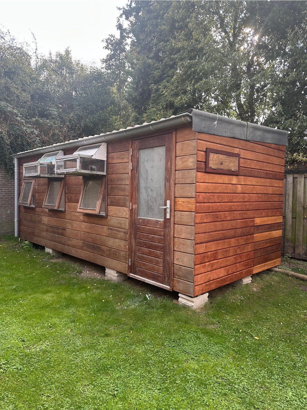 Mooi van Zon Merbau Duivenhok, 4 afd. en inventaris te koop, Dieren en Toebehoren, Ophalen, Hout, Vogelkooi