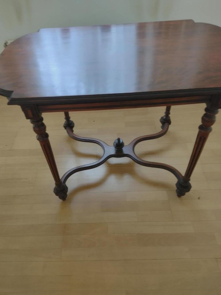 Tafel mahoniehout antiek zgan, 100 tot 150 cm, 50 tot 100 cm, Zo goed als nieuw, Overige vormen