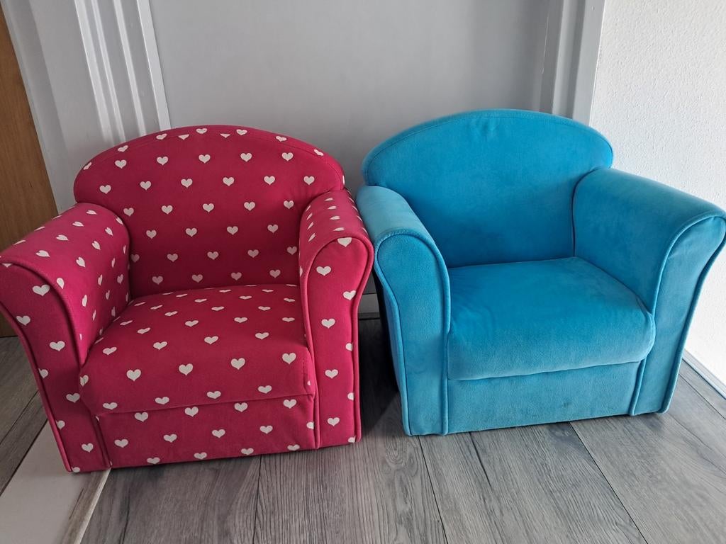 2 Kinderfauteuils roze en blauw, Ophalen, Stoel(en)