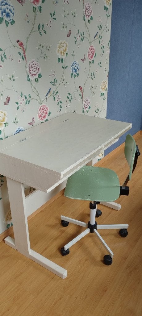 Handgemaakt bureau, Huis en Inrichting, Gebruikt, Beige, 58 cm, Ophalen
