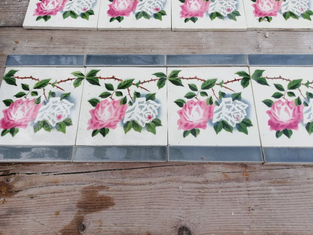 29 stuks art nouveau tegels met prachtige rozenrand, Ophalen