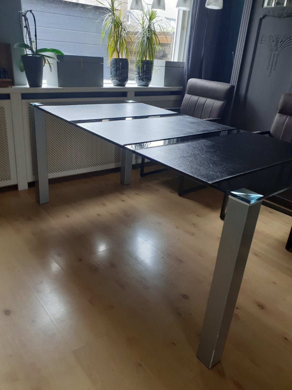 eettafel zwart glas 1.80x0.90, Ophalen, Gebruikt, 50 tot 100 cm, Glas