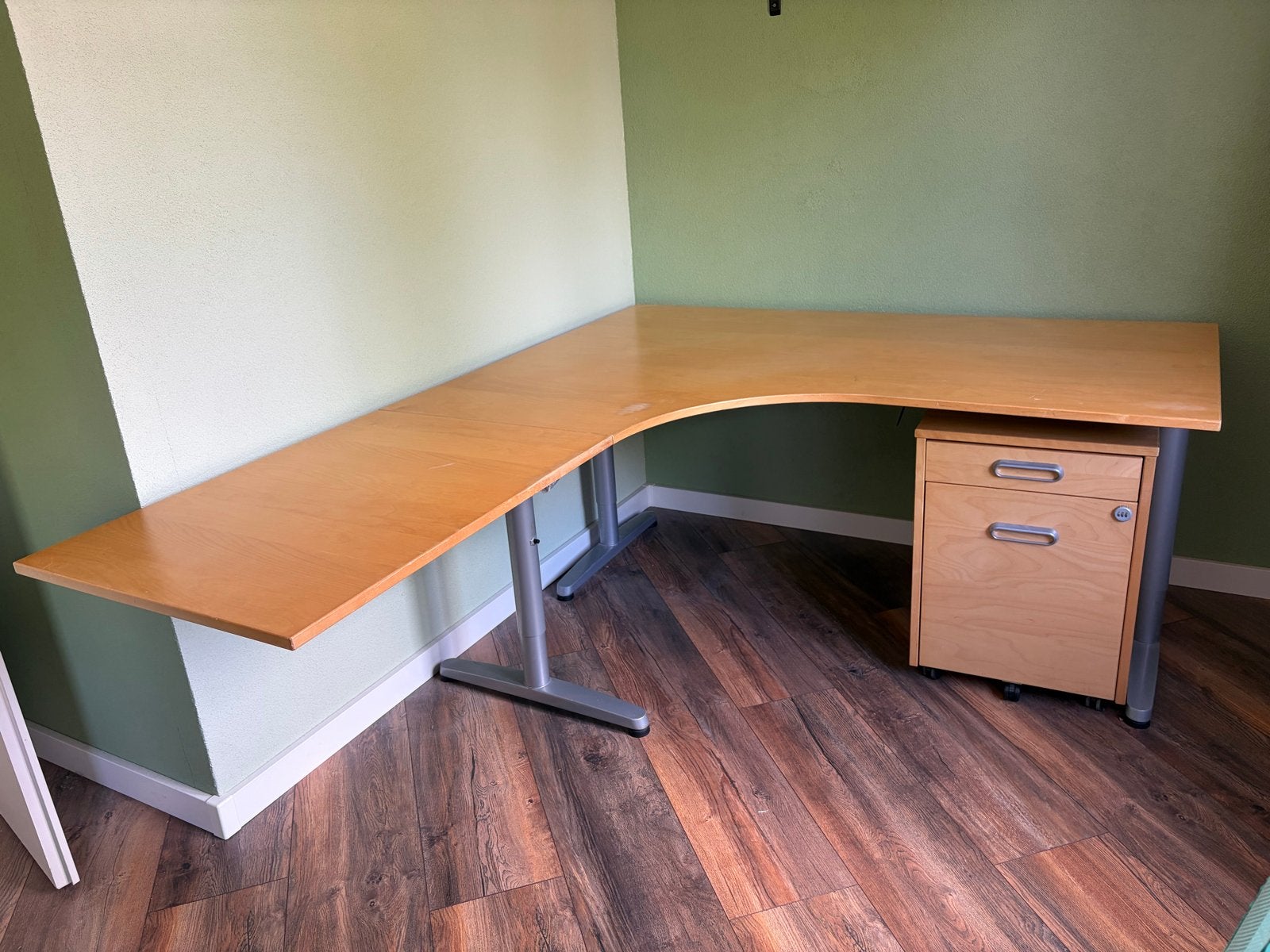 Hoekbureau Ikea Galant + bijpassend ladeblok en verlengstuk, Ophalen, 160 cm, Gebruikt, 120 cm