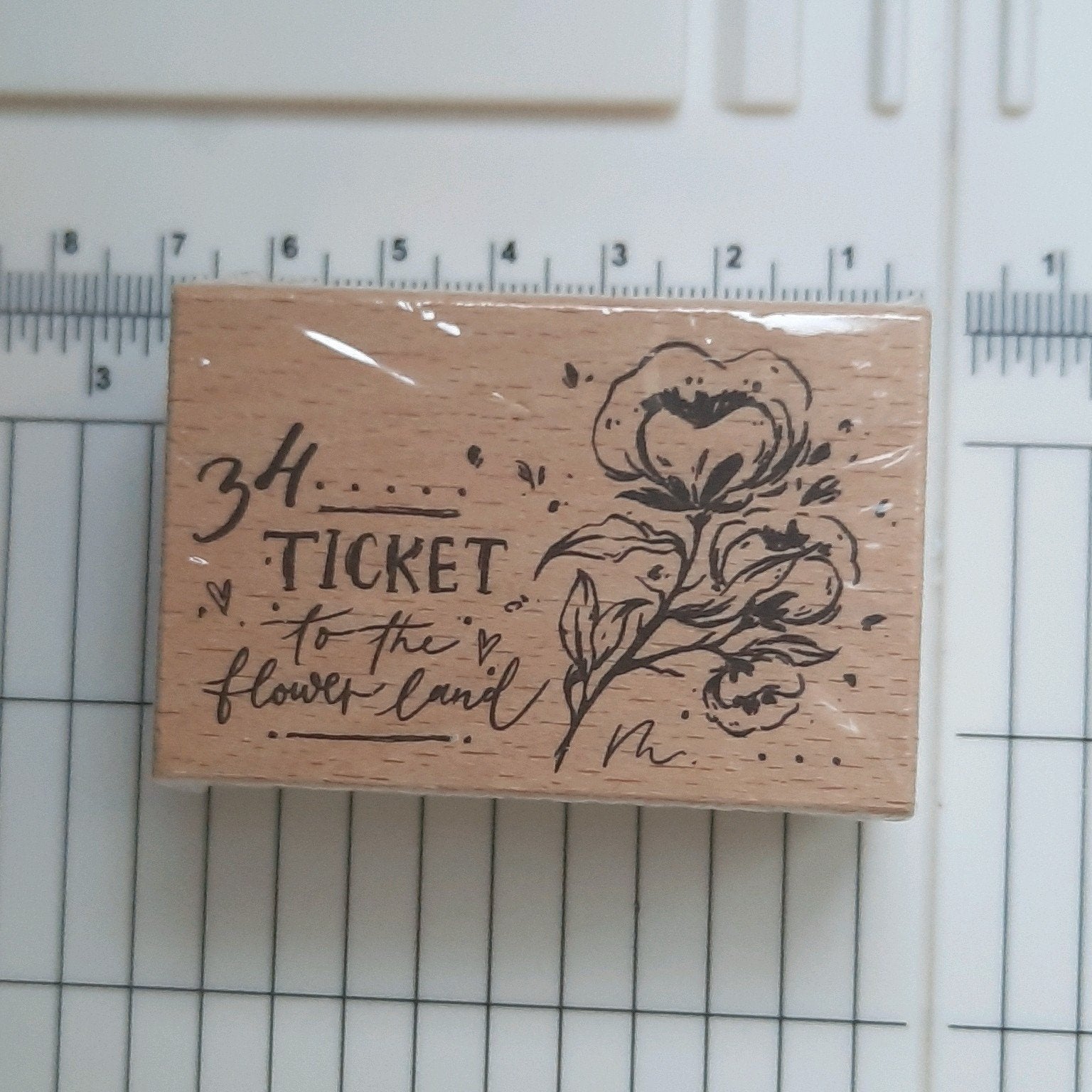Meow illustration stempel Flower Ticket, Hobby en Vrije tijd, Stempelen, Ophalen of Verzenden, Nieuw, Houten stempel