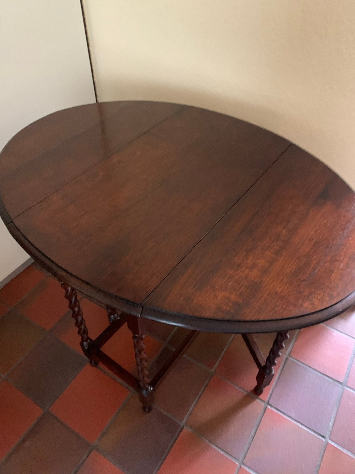 Antieke Engelse Gateleg Tafel met Gedraaide Poten, Ophalen