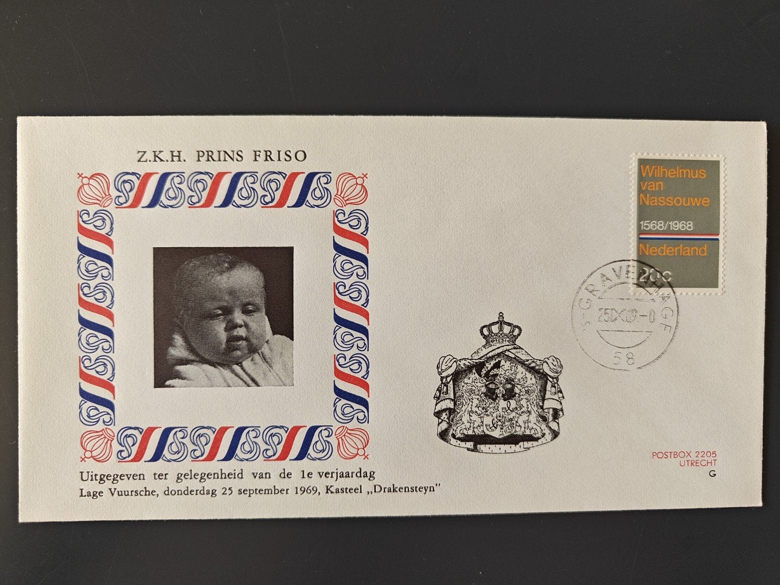 Prins Friso 1e verjaardag envelop 1969, Ophalen of Verzenden