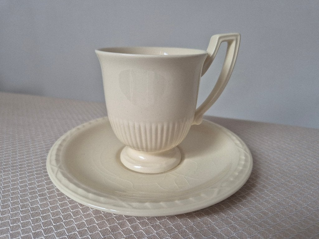 6 Récamier Royal Creamware kop en schotels, Huis en Inrichting, Ophalen, Gebruikt, Overige stijlen, Kop(pen) en/of Schotel(s)