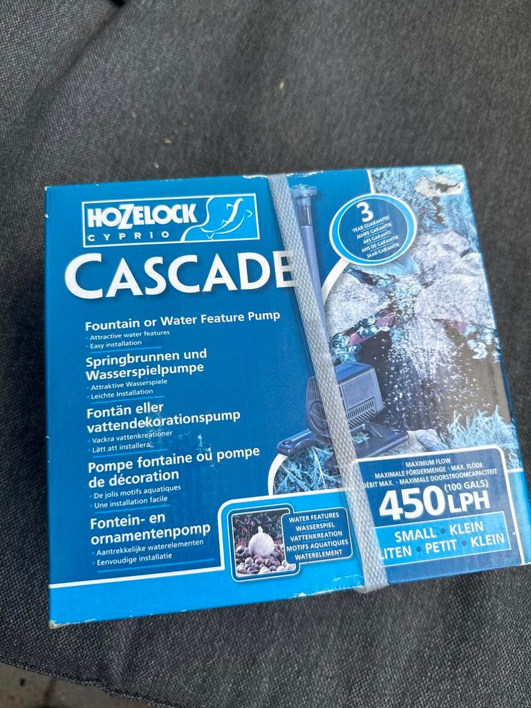 Hozelock Cascade Fonteinpomp 450 lph - Nieuw in doos, Tuin en Terras, Ophalen of Verzenden, Nieuw, Vijverpomp