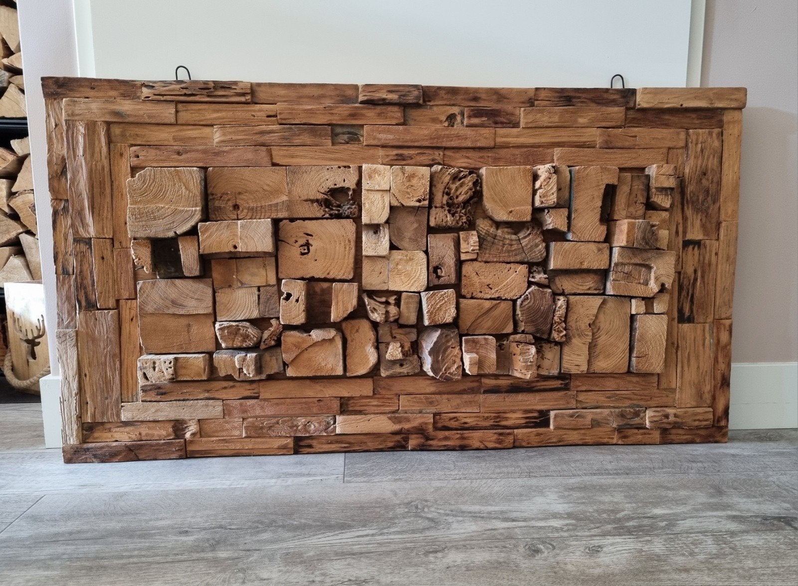 wand decoratie. hout met diepte, Huis en Inrichting, Overige typen, Ophalen, Gebruikt, Hout