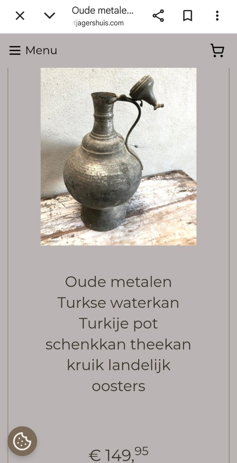 Oude Turkse waterkan / theekan, landelijk oosters, Ophalen
