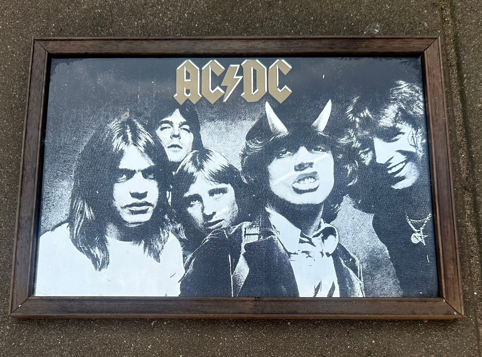 ACDC spiegel oudje, Verzamelen, Ophalen of Verzenden, Gebruikt, Poster, Artwork of Schilderij