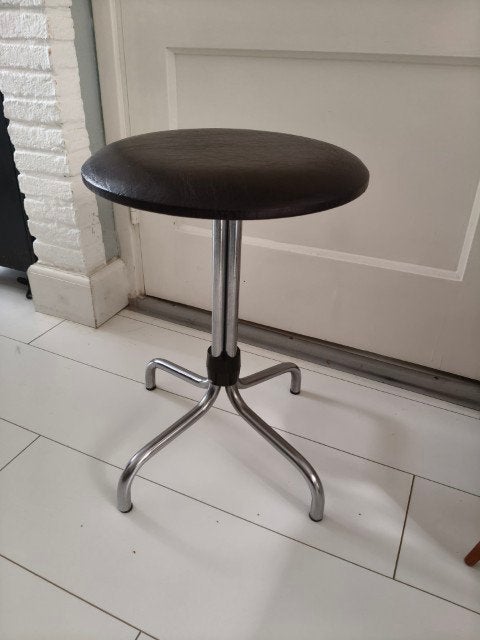 Vintage kruk chroom bruin skaileer Brabantia, Ophalen of Verzenden, Gebruikt, Overige materialen