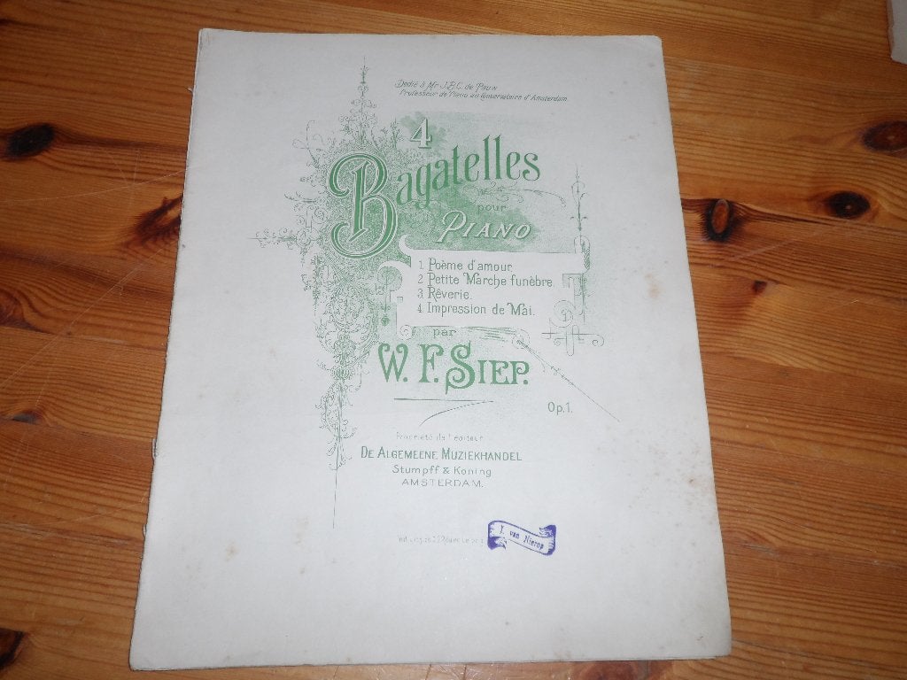 W. Siep - 4 bagatelles / oud hollandsche boerendansen, Ophalen of Verzenden, Artiest of Componist, Populair, Piano