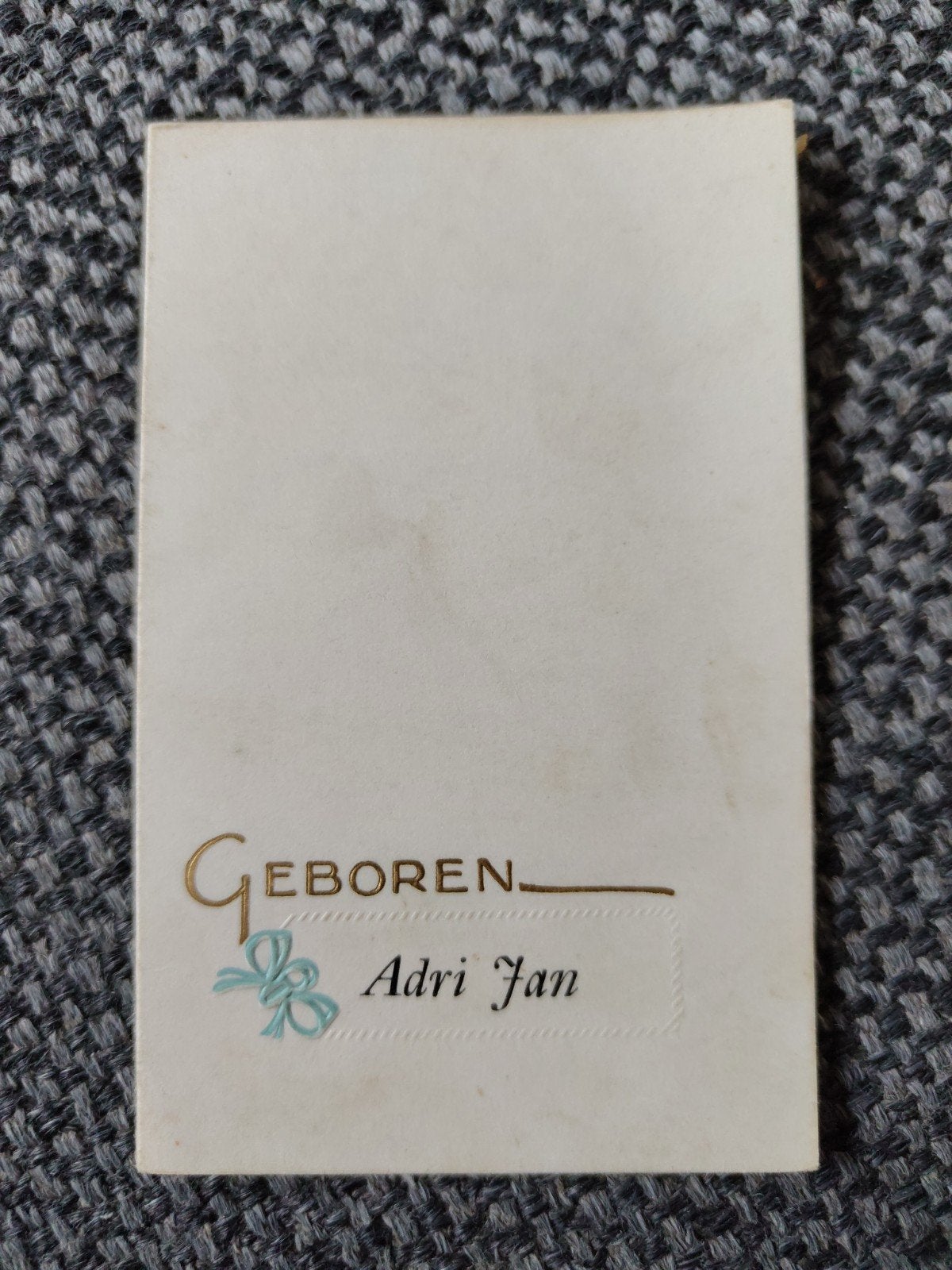 Adri Jan, Verzamelen, Ophalen of Verzenden, Voor 1970, Geboortekaartje