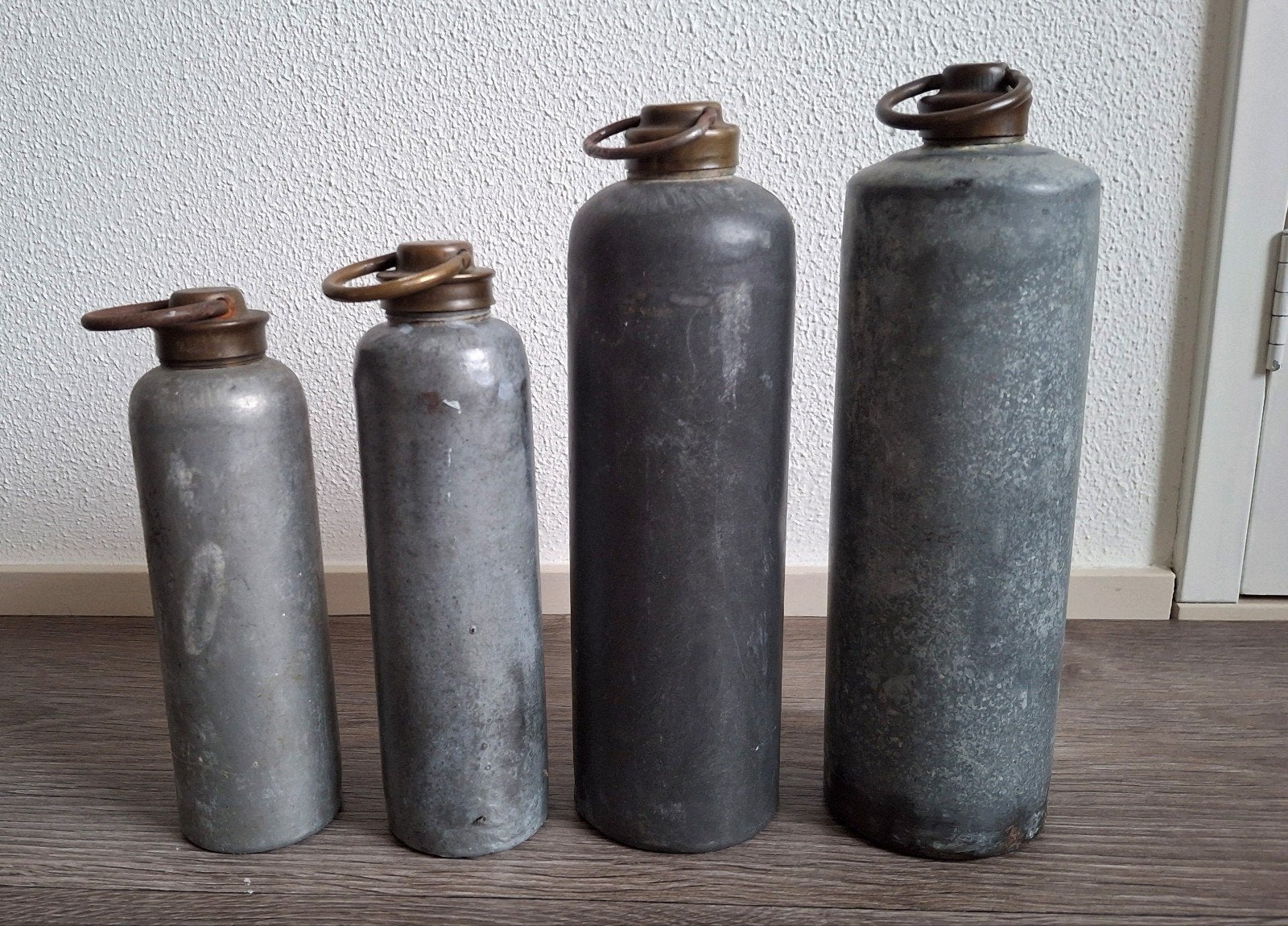 4 oude zinken bedkruiken, Ophalen of Verzenden