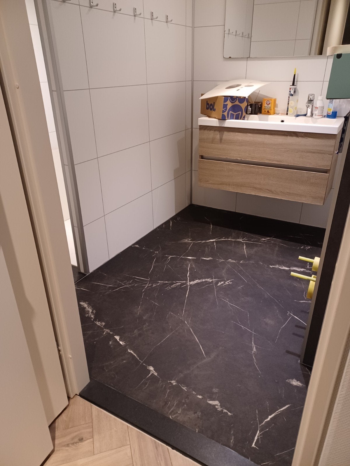 Vinyl marmer look ongeveer 8m2., Ophalen, Overige materialen, 30 cm of meer, 50 tot 150 cm