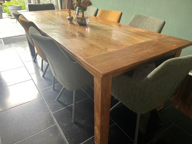 Houten eettafel, Ophalen, Gebruikt, Eikenhout, 200 cm of meer