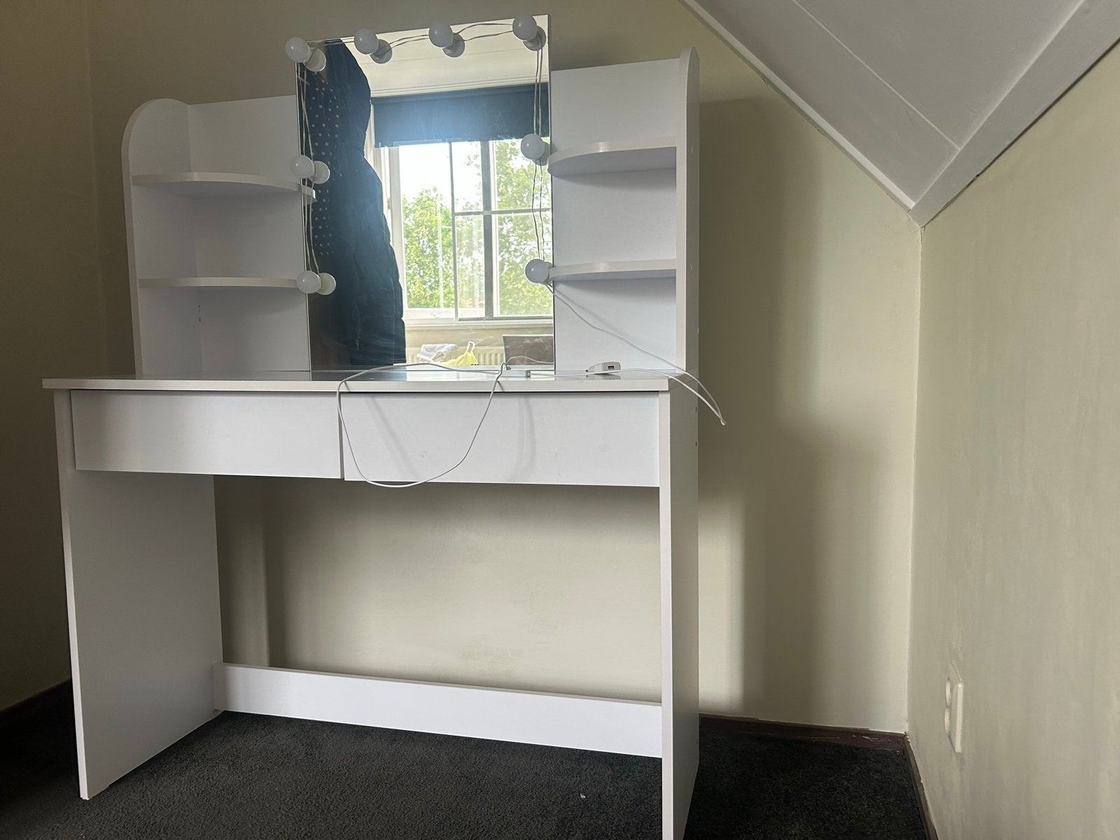 Kaptafel met spiegel wit, Ophalen, Gebruikt, 100 tot 150 cm, 50 tot 100 cm